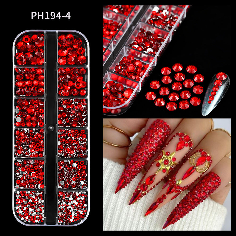 Plaid Nail Beauty Flat Bottom Rhinestone