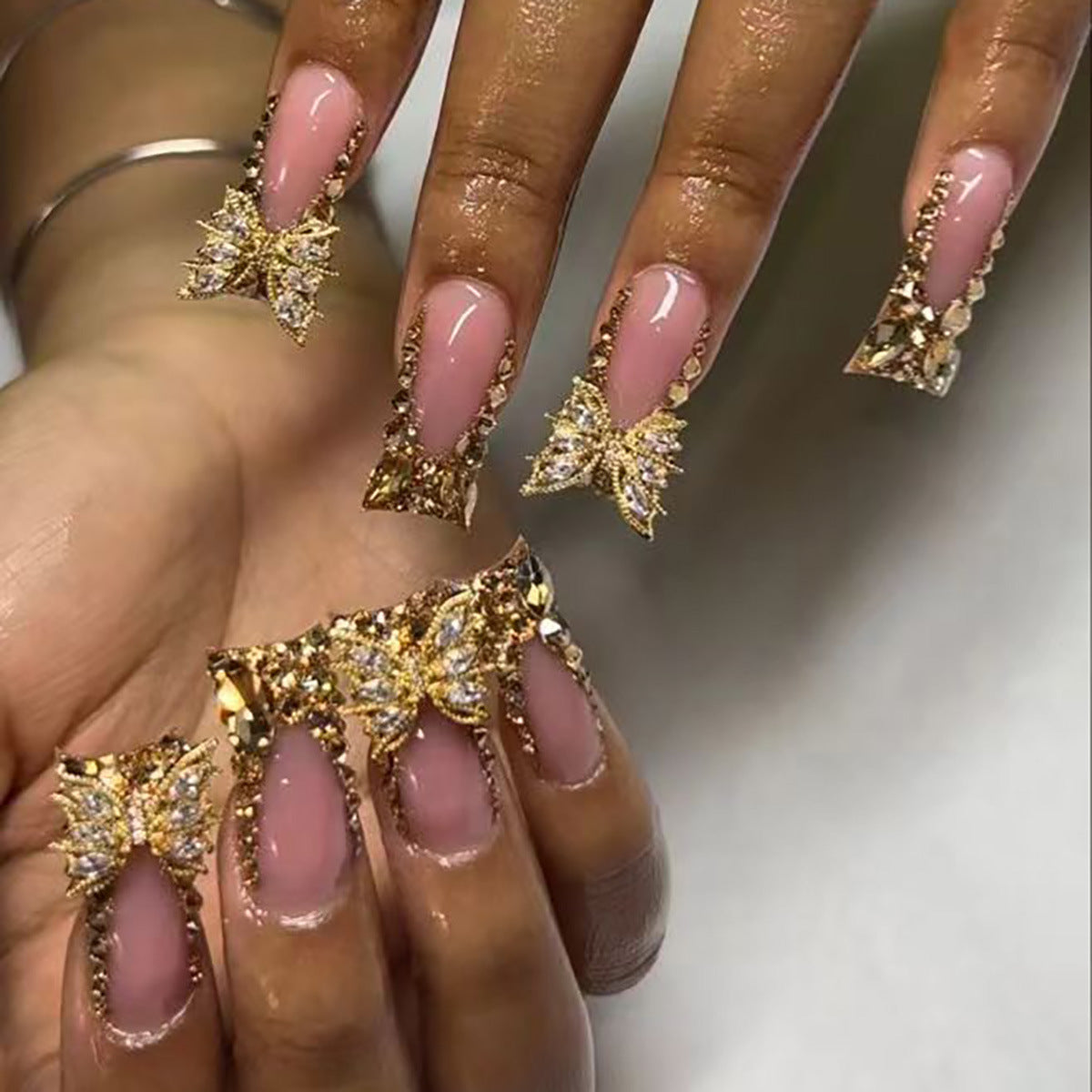 Golden Diamond In The Debris Butterfly Nail Stickers