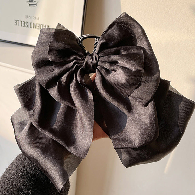 French Satin Super Multi Layer Bow Ribbon Hairpin