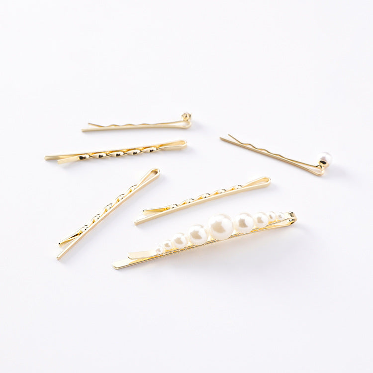 Rhinestone pearl hairpin clip bangs card