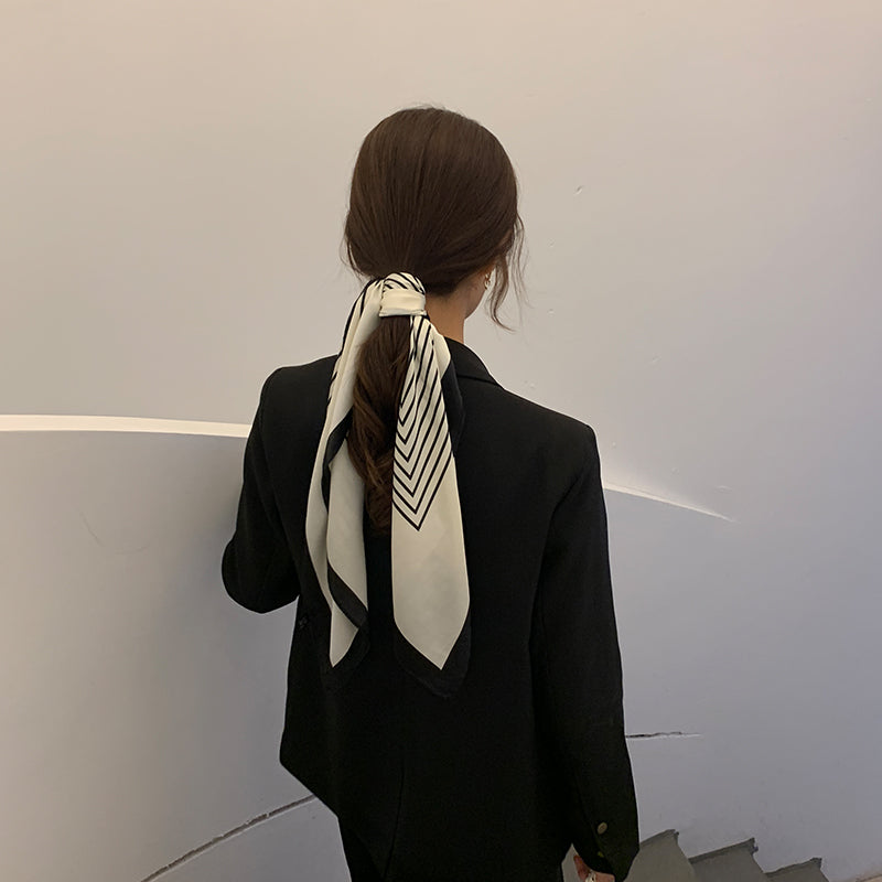 French retro ribbon silk scarf