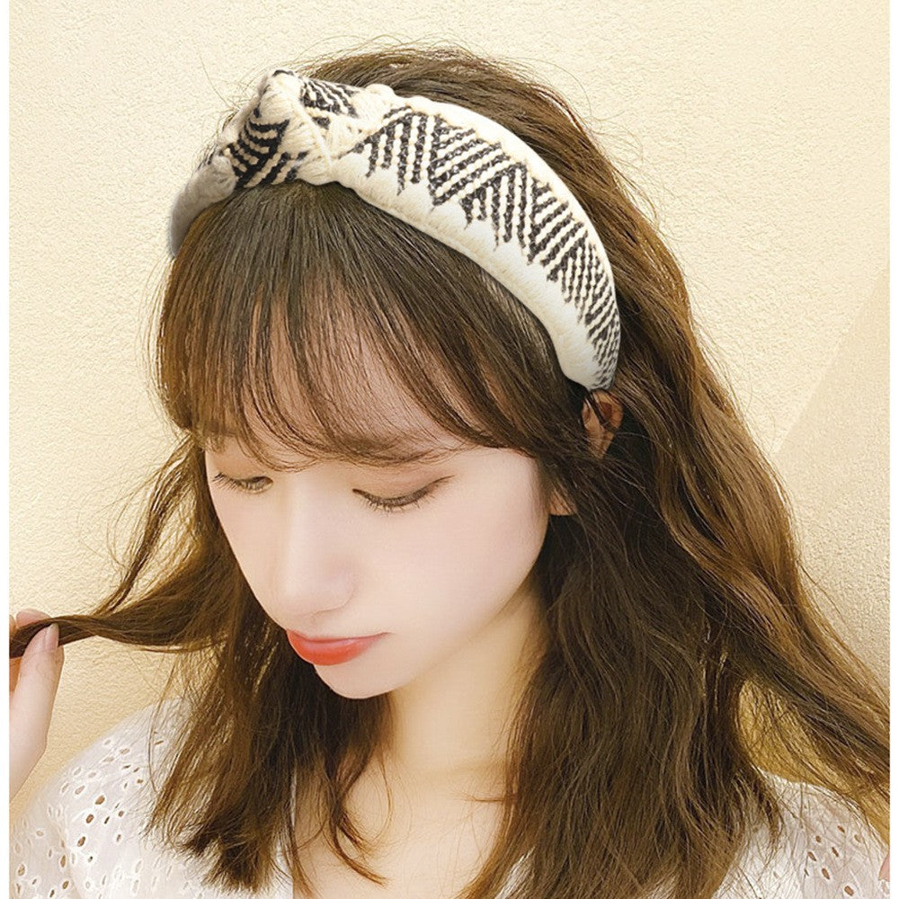 Wool Lafite Hairband Simple Cross Knot
