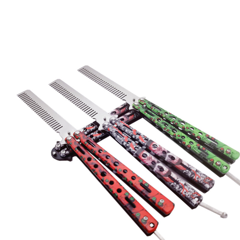 Butterfly Folding Knife Not Open Blade 3D Practice Butterfly Comb