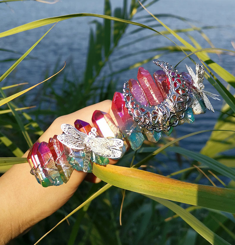 Handmade Dragonfly Accessories Moon Crown Bride Hairband
