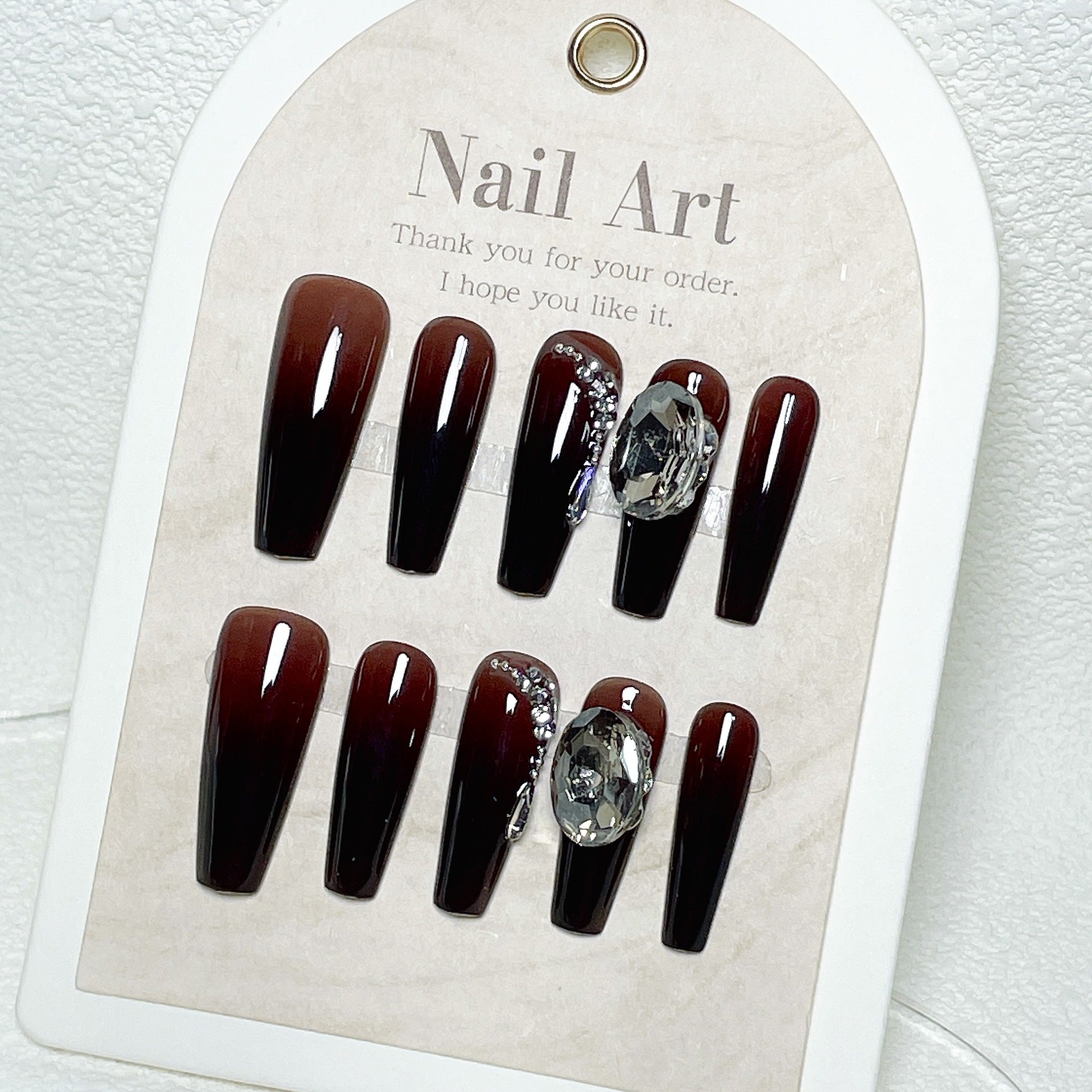 Hand-worn Nail Time Ashes Maillard Gradient Black Manicure