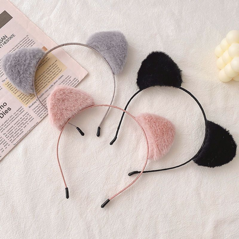Plush Cat Ear Headband Hairpin For Hair Washing