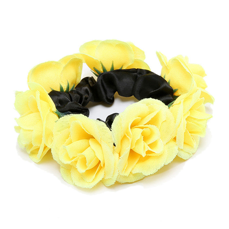 European And American Women's Simulation Fabric Rich Rose Hair Tie Hair Accessories