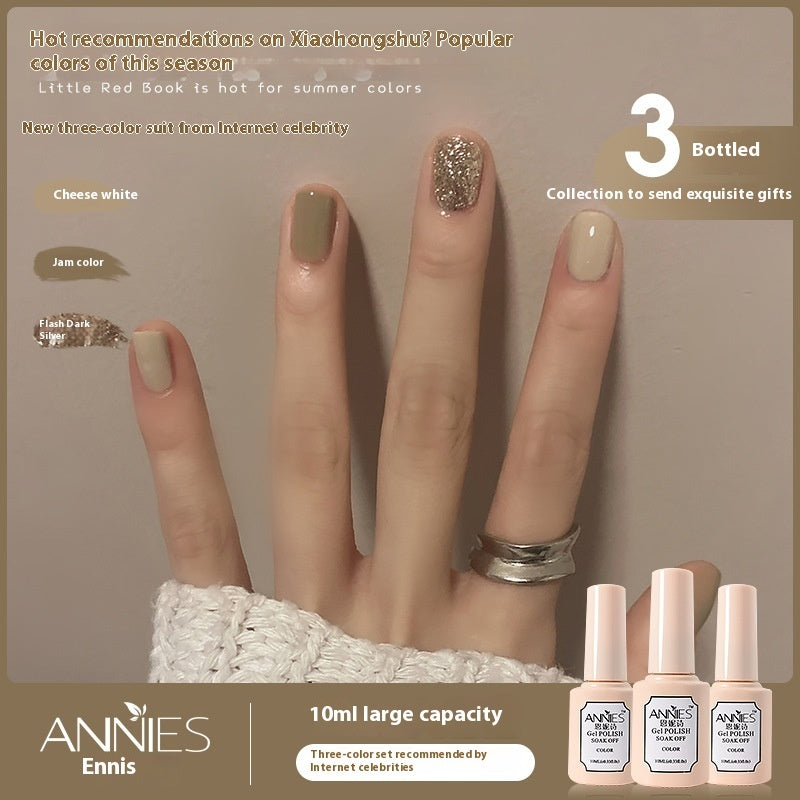 Annies Ennis Women's Three-color New Ice Jelly Nude Color Gel Nail Polish Suit