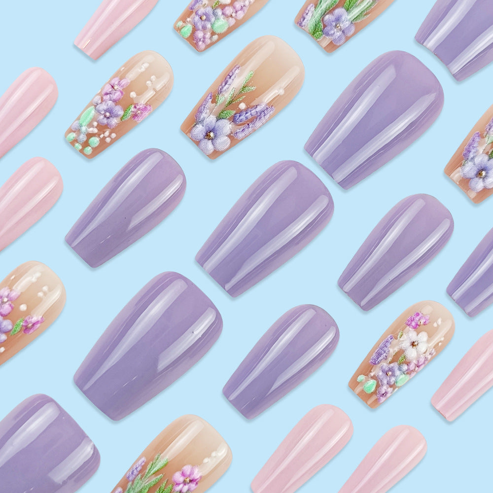 Wonderful Embossed Flower Fake Nail Tip