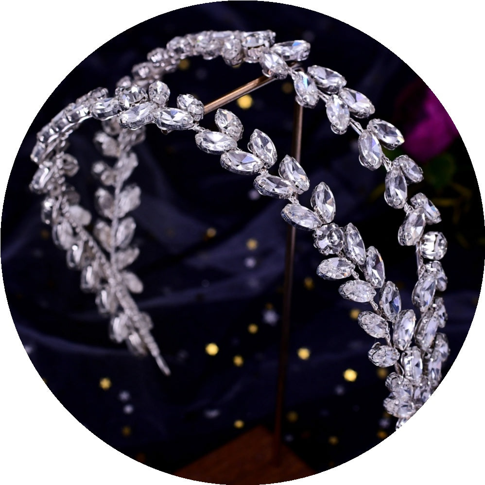 Bridal Headwear Silver Double Strand Rhinestone Headband Simple