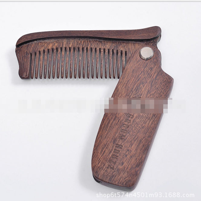 Folding comb beard comb black gold sandalwood comb hairdressing comb sandalwood