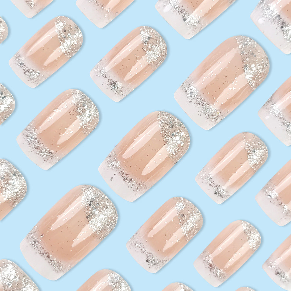Bright Star Shining White Edge French Nail Sticker