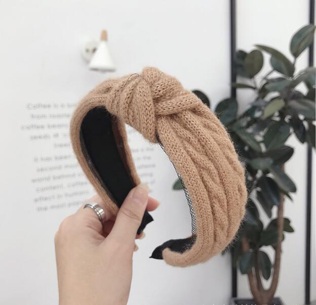 Wool Braided Twist Braid Knotted And Twisted Wide-Sided Headband Headband