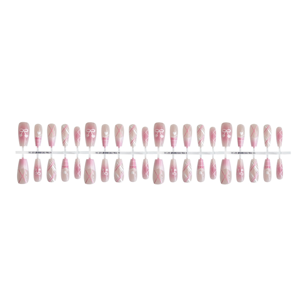 Press On Nails Dopamine Sweet Cool Butterfly Dark French Fake Nail Tip