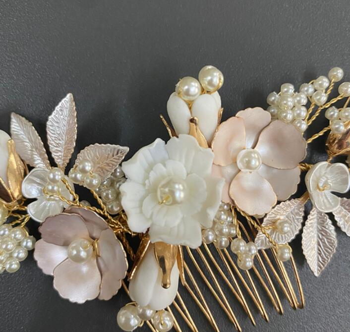 Wedding Bride Pastoral Ceramic Flower Headwear Comb Accessories