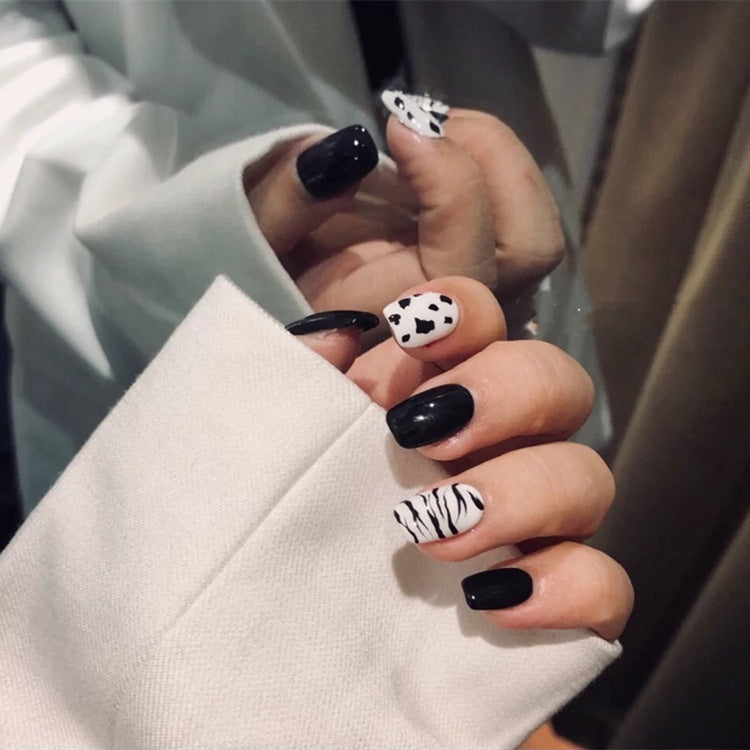 Fake Nail Patch Finished Nail Sticker Nail Sticker Black And White