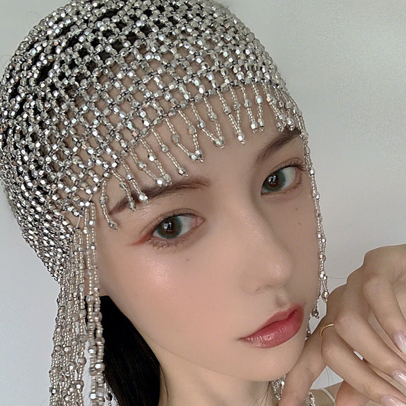 Tassel Pearl Hat Beaded Headwear Photo Accessories