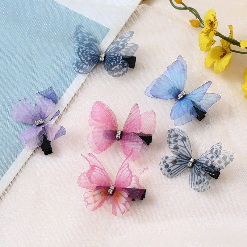 Three-dimensional tulle butterfly hairpin jewelry