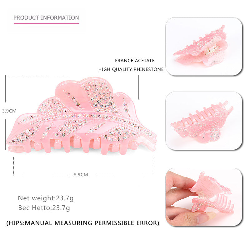 Acrylic Hairpin Leaves Diamond Hair Accessories Grip