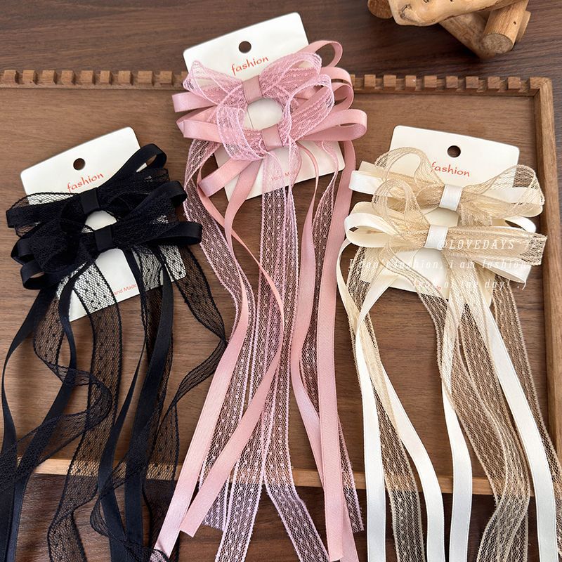 Lace Bow Ribbon Hairpin Ballet Style Girl's Hair Hoop Side Fringe Clip