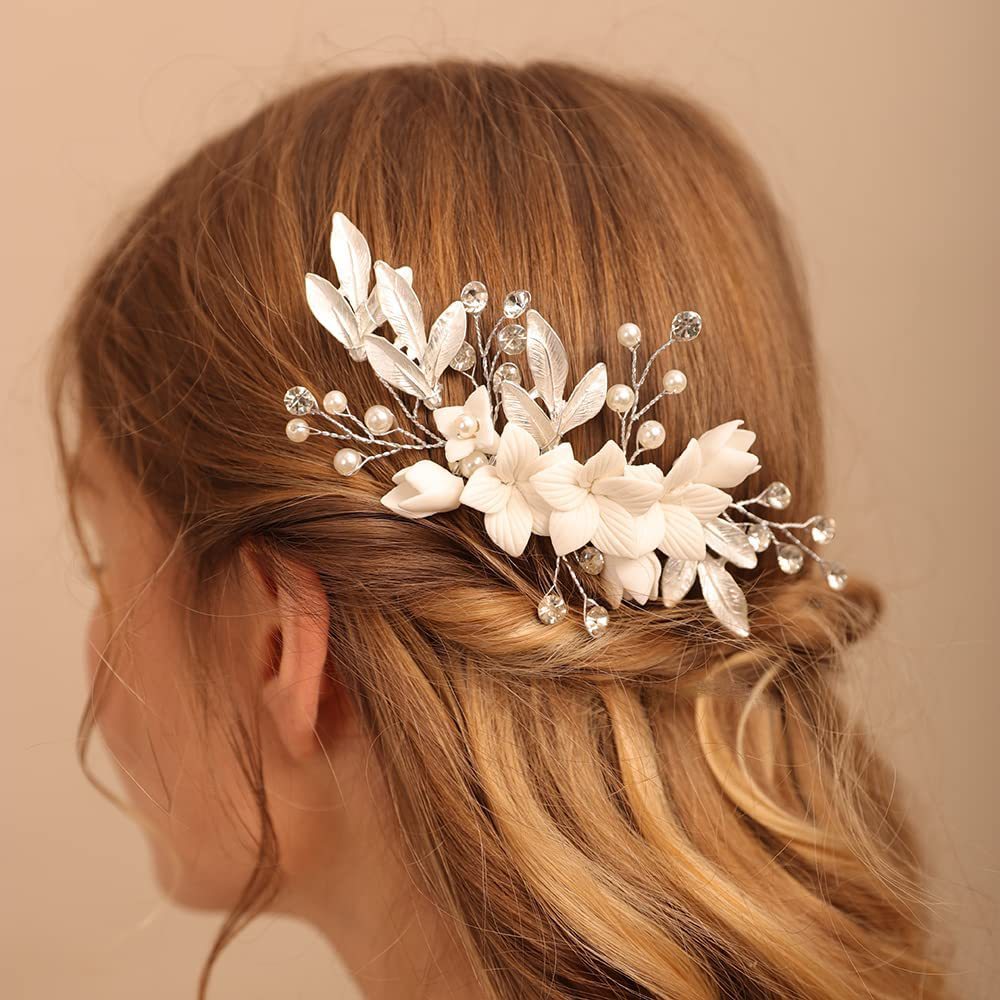 Alloy Leaf Shape Hair Comb Side Comb