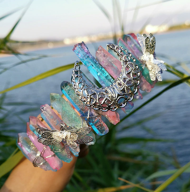 Handmade Dragonfly Accessories Moon Crown Bride Hairband