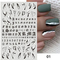 Nail Sticker New Alphanumeric All Black And White Butterfly