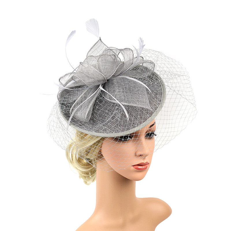 Linen Hat Feather Headdress Bridal Photography Photo Accessories