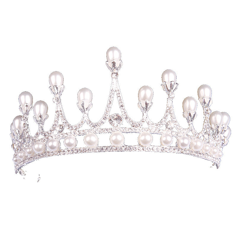 Bridal Crown Tiara Rhinestone Pearl Korean Wedding