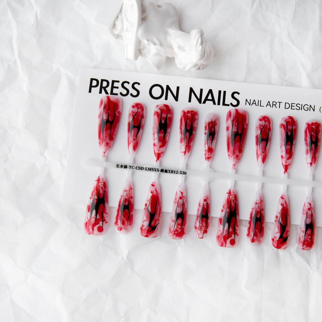 Press On Nails Wave Mark Wind Long Water Drop Nail Beauty Bright Surface