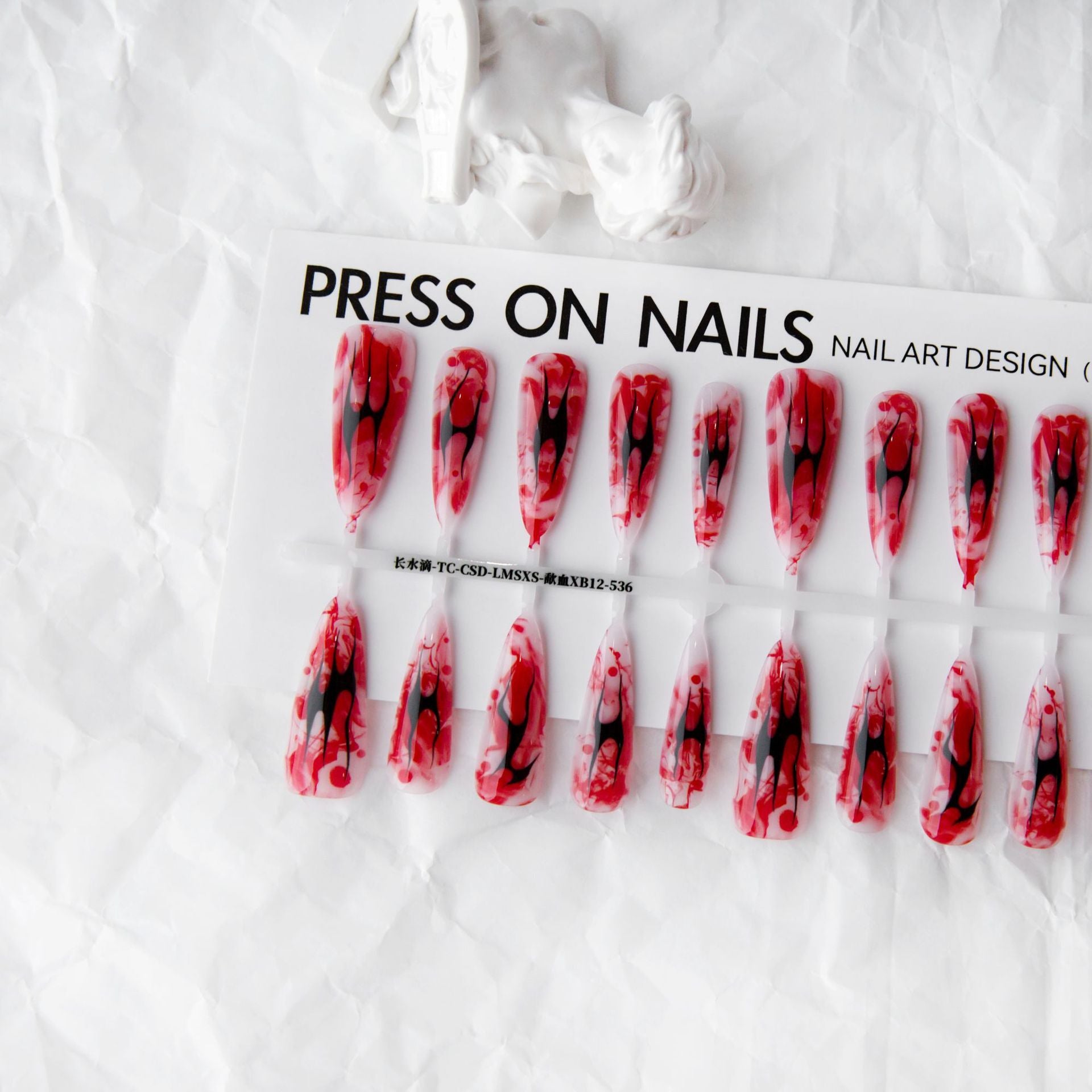 Press On Nails Wave Mark Wind Long Water Drop Nail Beauty Bright Surface