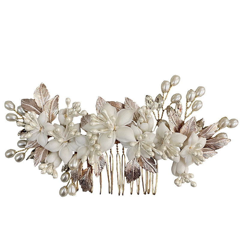 Wedding Bride Handmade Pearl Comb Flower Headwear