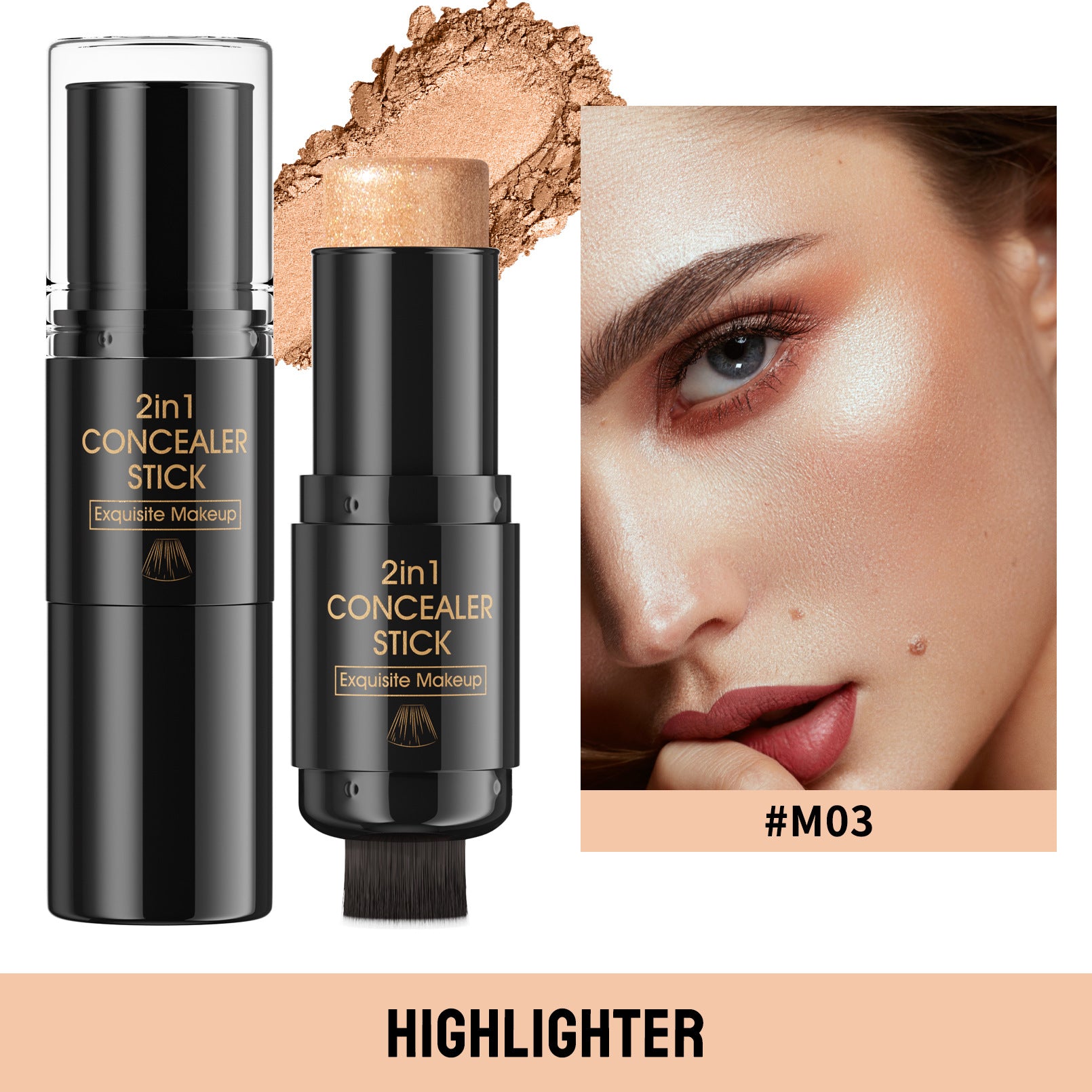 Hellokiss Highlight Blush Double-headed Contour Stick With Brush