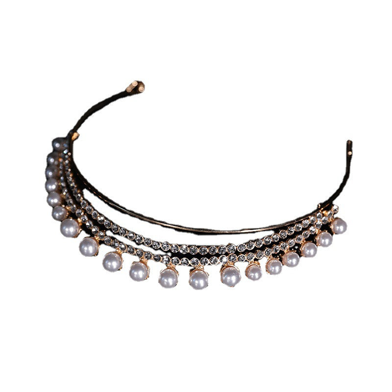 Crown Wedding Bride Headband Pearl Rhinestone Headwear