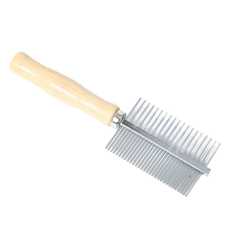 Double row comb with wooden handle