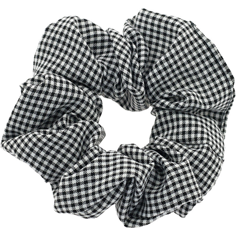 Pig Intestine Hairband Checked Fabric Elastic Rubber Band