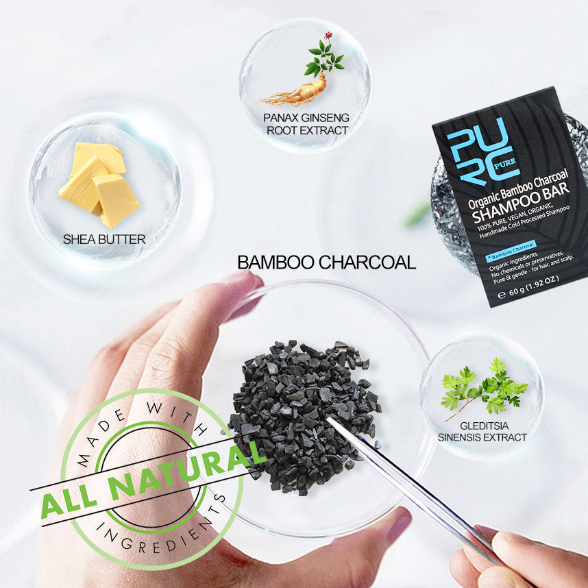 PURE Hand-extracted bamboo charcoal shampoo soap