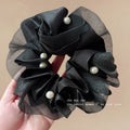 Black Mesh Pearl Hair Tie For Women