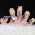 Narcissus Butterfly Rhinestone Nail Tips Elegant Cool High-End Handcrafted Wearable Nails