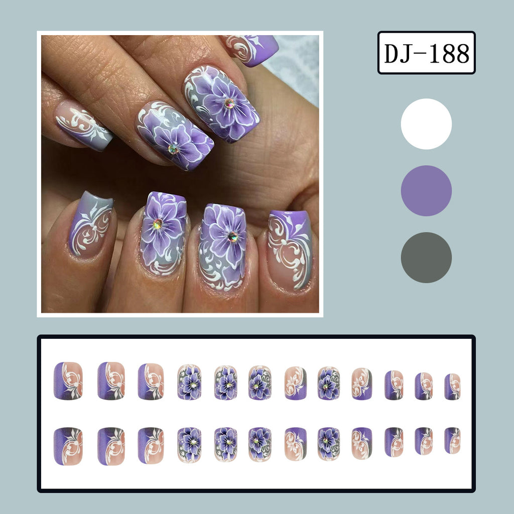 Greyish Purple European-style Line Flower Design Wear Armor Nail Stickers