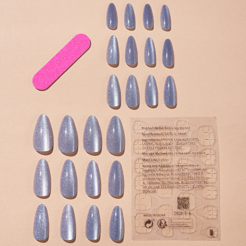 Popular Purple Cat's Eye French Wear Armor Nail Stickers Waterproof Detachable