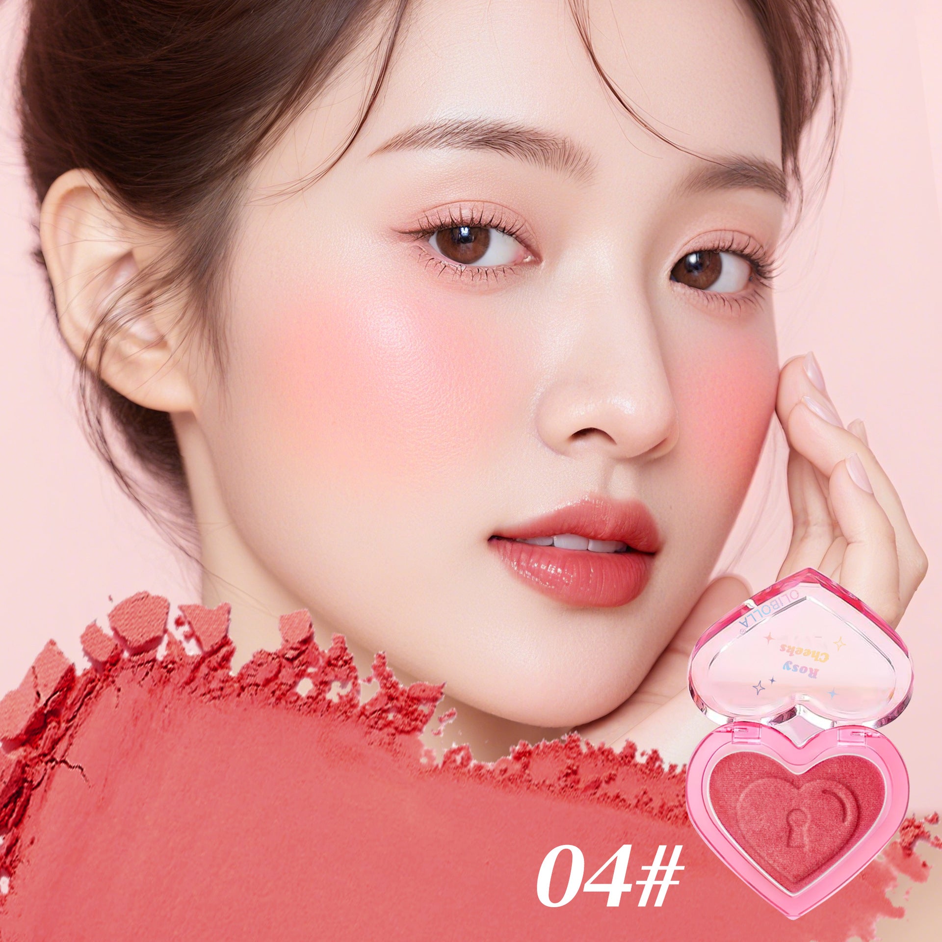 Olibolla Peach Heart Blush Contour Compact Not Easy To Fly