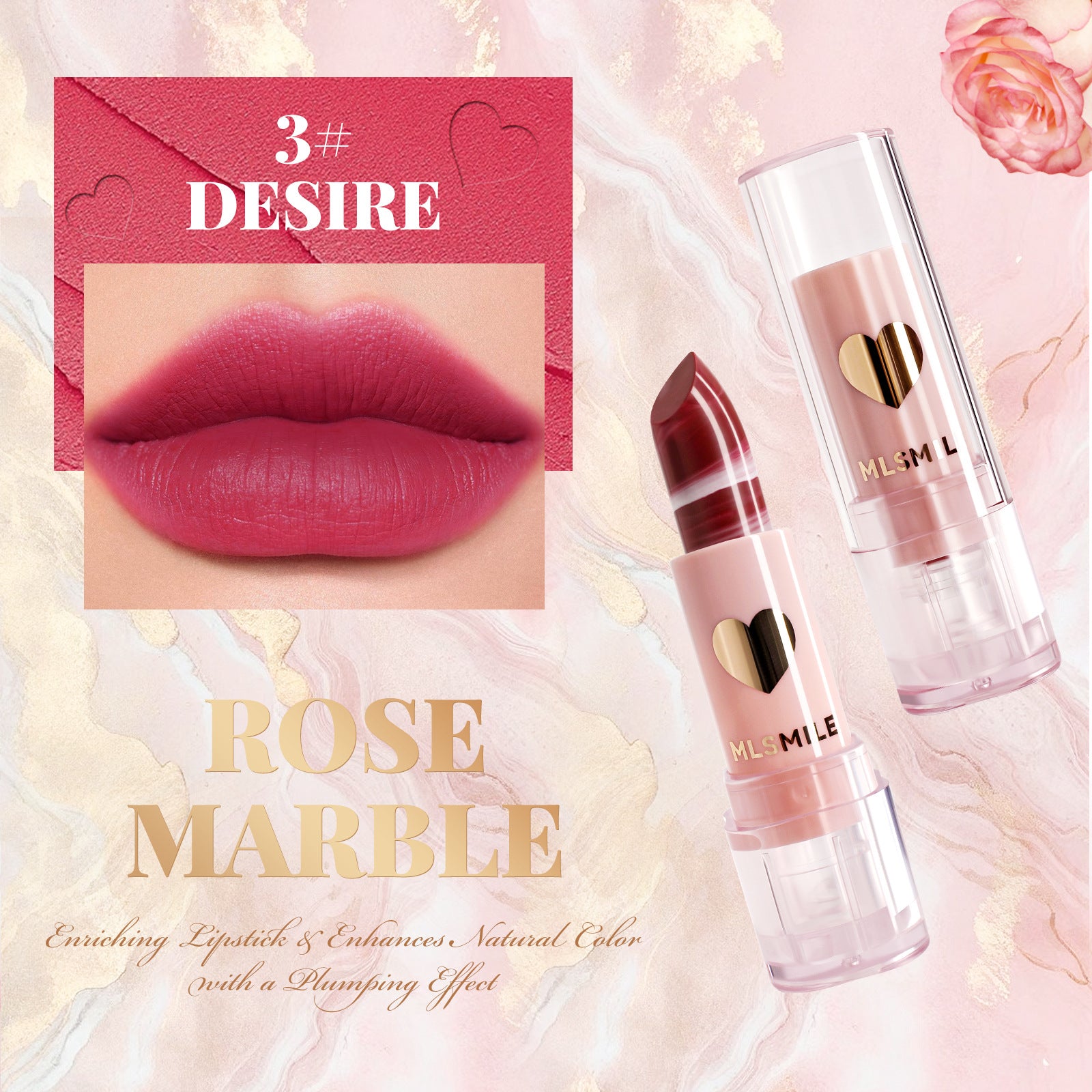 Marble Pattern Matte Lipstick 4 Colors
