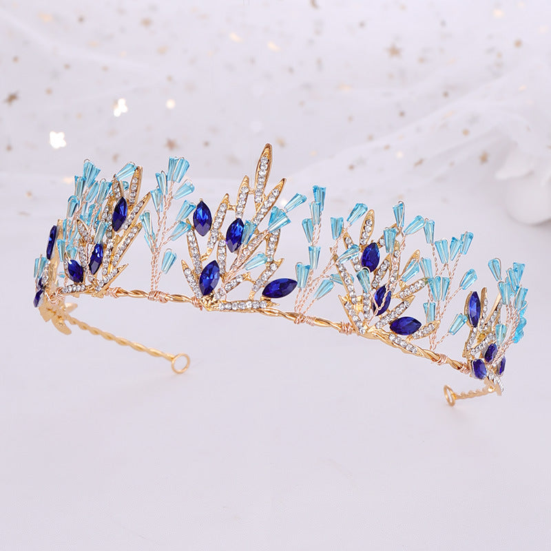 Women's Alloy Blue Crystal Crown Headband