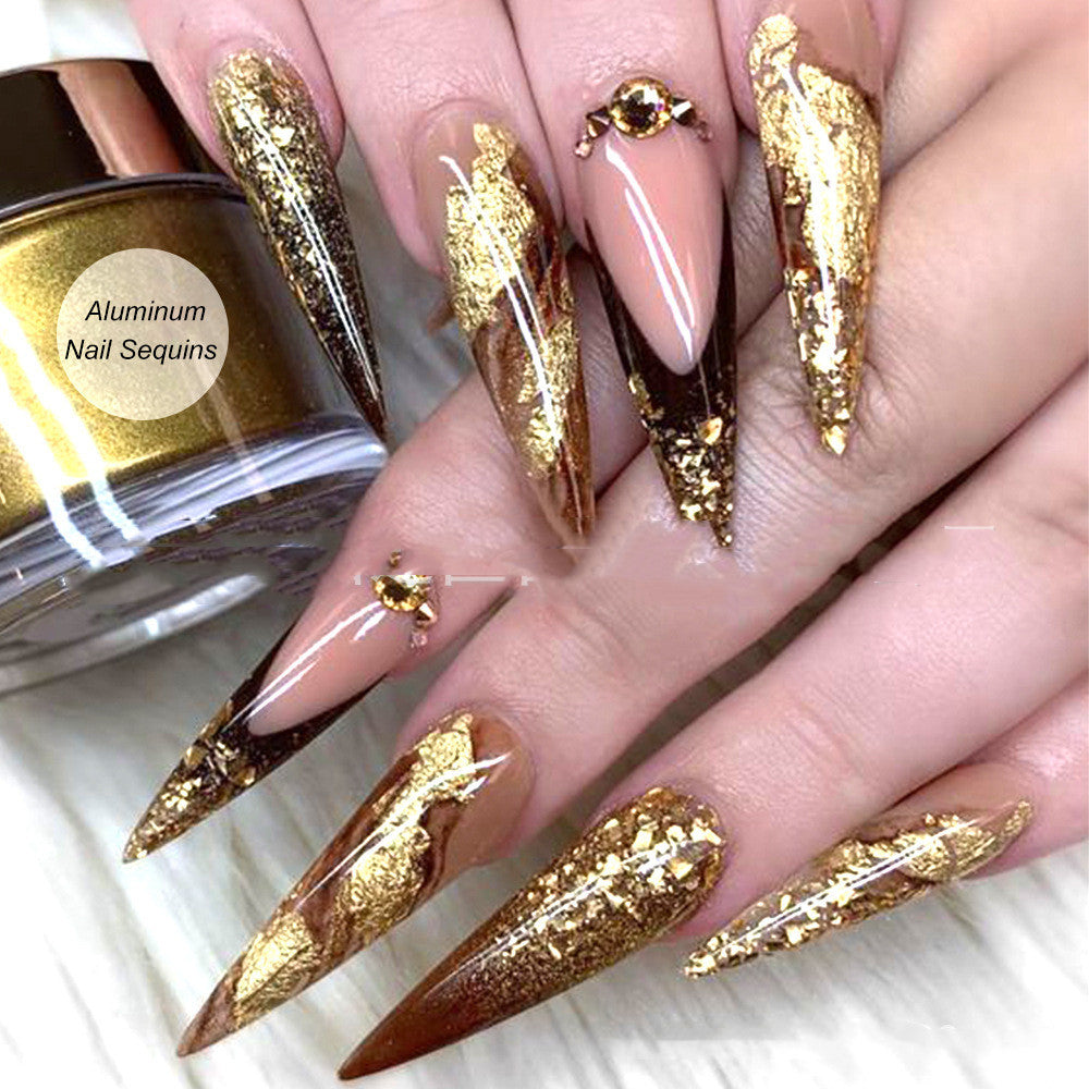 Aluminium Nail Sequins Fashion Nail Gold Foil In Fashion Ornament