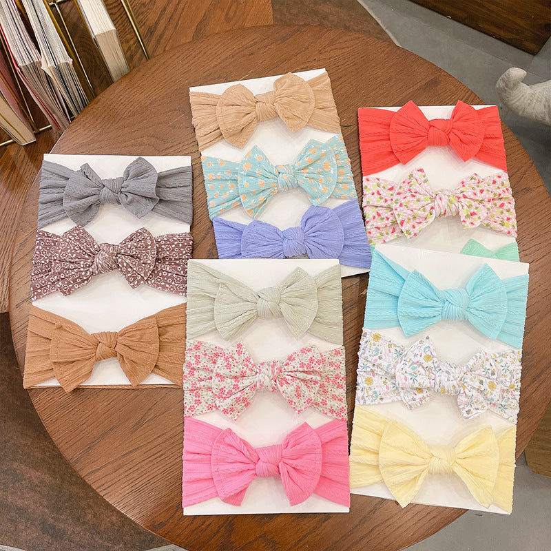 European And American Soft Jacquard Wide Bow Elastic Headband
