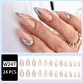 Blue Ripple Glitter Almond Wear Nail Tips