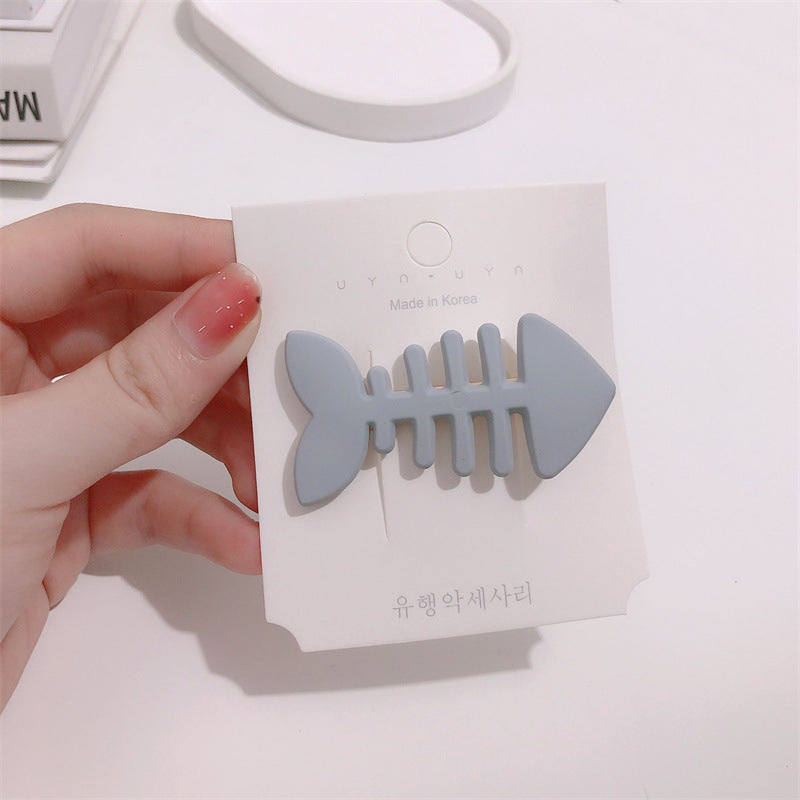 Minimalist Candy Color Fishbone Barrettes Cute Funny Side Bangs Female