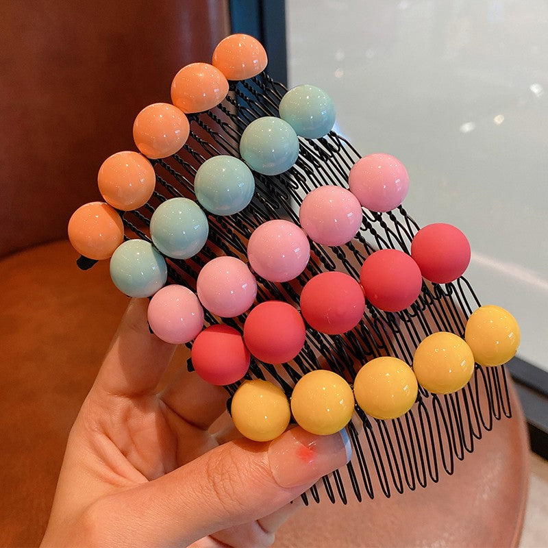 Summer Women's Candy Color Round Bean Hair Comb Organizer