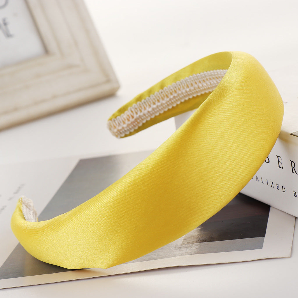 Light Board Satin Sponge Headband Multi-color Wide Edge